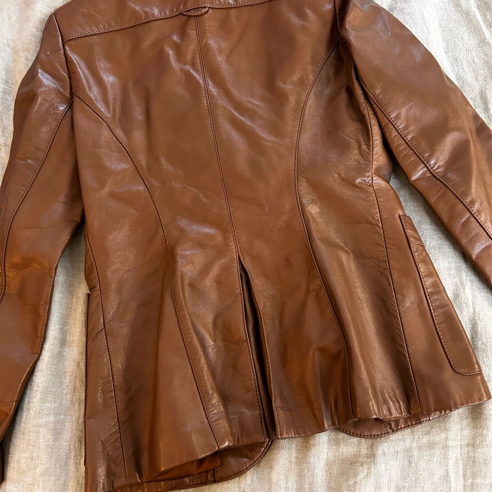 Women's Brown Leather Jacket - Picture 10 of 11